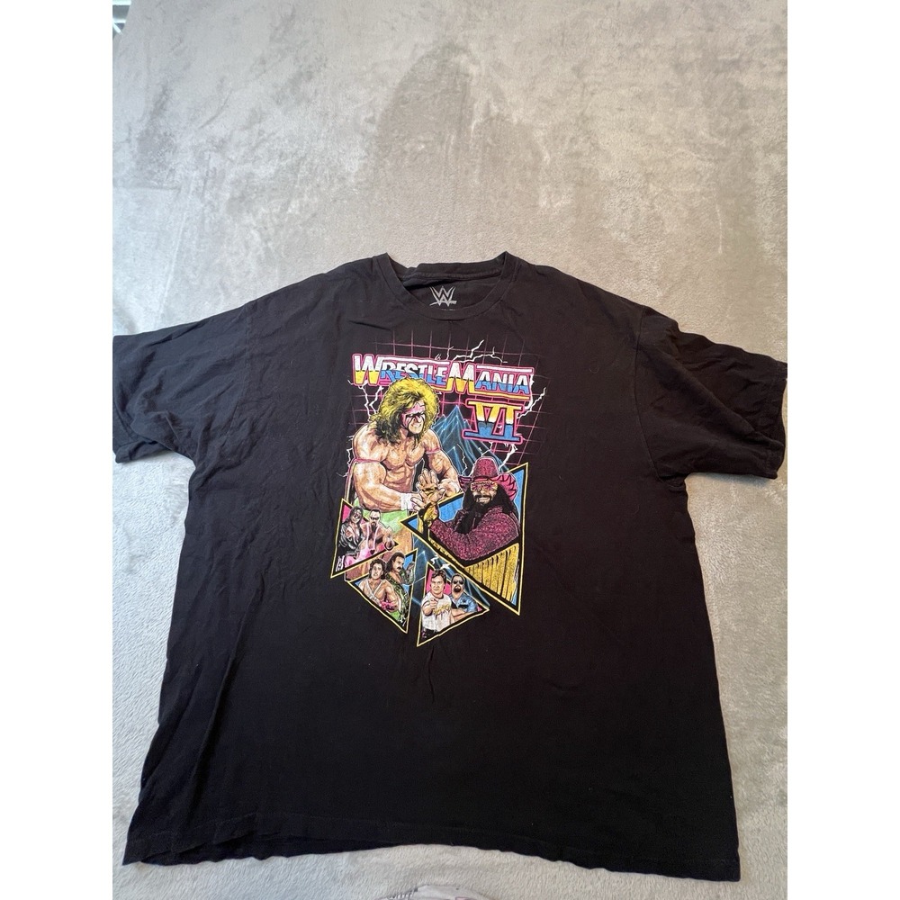 WWE Shirt Mens XL Black WrestleMania VII Ultimate Warrior Macho Man Graphic